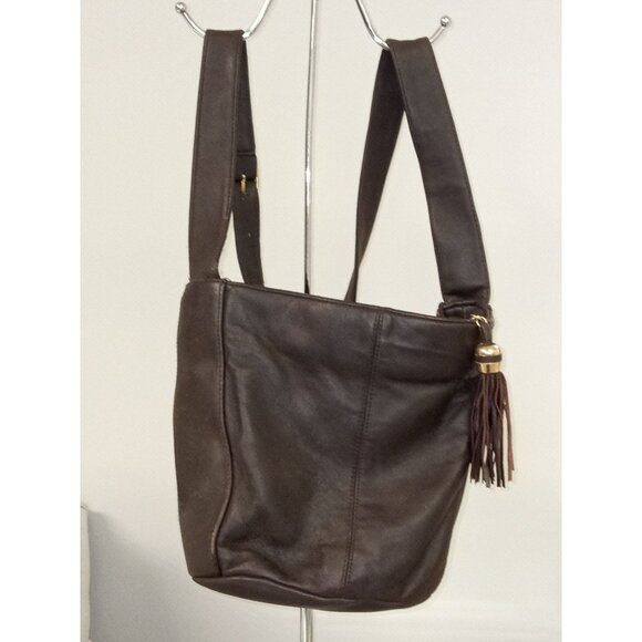 Women's Brown Faux Leather Bucket Shoulder Bag - Picture 1 of 3